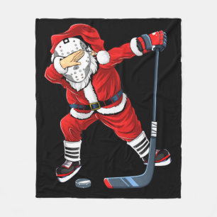 Christmas Santa Dabbing Hockey Player Boys Kids Da Fleece Blanket
