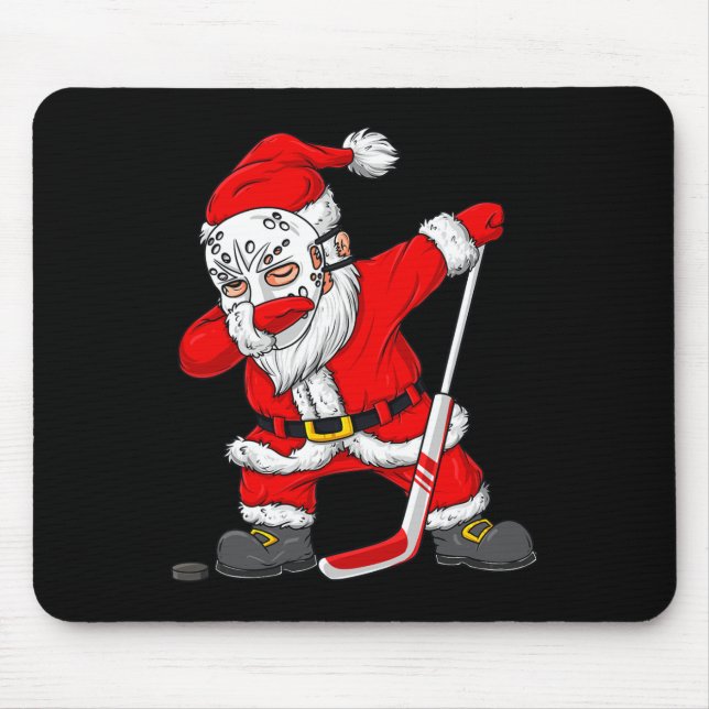 Christmas Santa Dabbing Hockey Player Boys Kids Da Mouse Pad (Front)