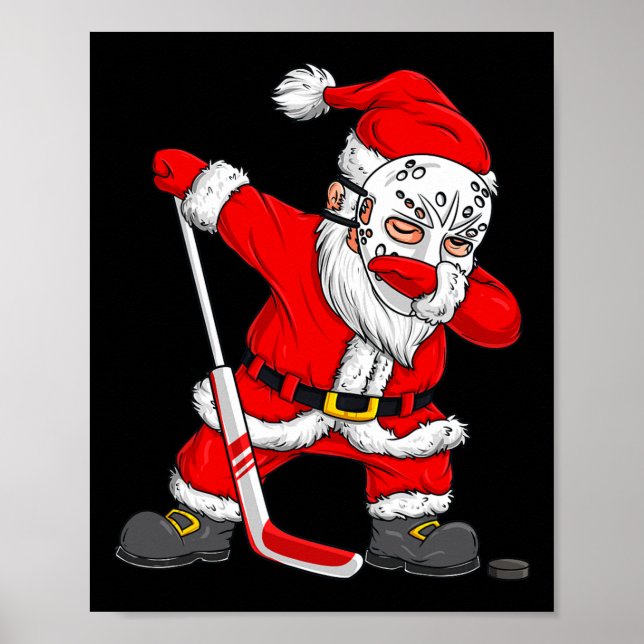 Christmas Santa Dabbing Hockey Player Boys Kids Da Poster (Front)