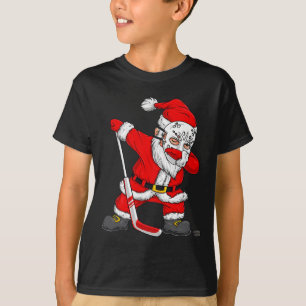 Christmas Santa Dabbing Hockey Player Boys Kids Da T-Shirt