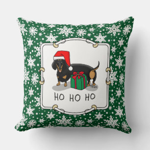 Christmas Santa Dachshund (S black & tan) Cute Cushion