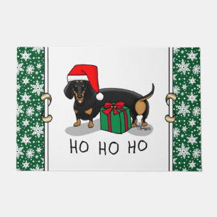 Christmas Santa Dachshund (S black & tan) Cute Doormat