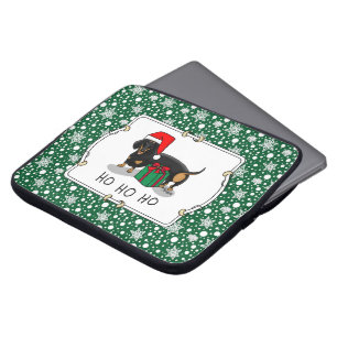 Christmas Santa Dachshund (S black & tan) Cute Laptop Sleeve