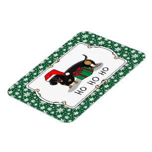 Christmas Santa Dachshund (S black & tan) Cute Magnet