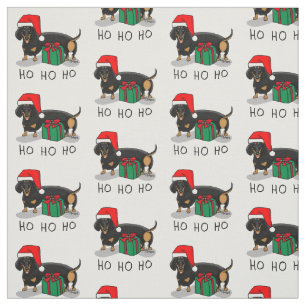 Christmas Santa Dachshund (S black & tan) Funny Fabric