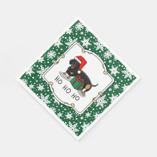 Christmas Santa Dachshund (S black & tan) Funny Napkin