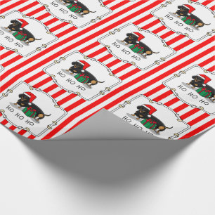 Christmas Santa Dachshund (S black & tan) Funny Wrapping Paper