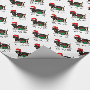 Christmas Santa Dachshund (S black & tan) Funny Wrapping Paper