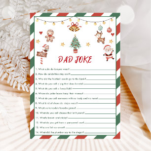 Christmas Santa Dad Joke Baby Shower Game Card