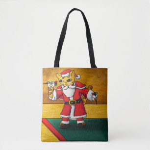 Christmas Santa Darts Cat Tote Bag