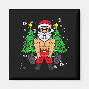 Christmas Santa Deadlift Xmas Weightlift Gym Men W Magnet