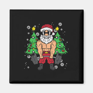 Christmas Santa Deadlift Xmas Weightlift Gym Men W Magnet