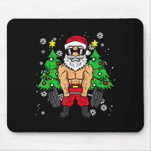 Christmas Santa Deadlift Xmas Weightlift Gym Men W Mouse Pad