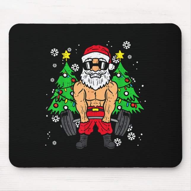 Christmas Santa Deadlift Xmas Weightlift Gym Men W Mouse Pad (Front)