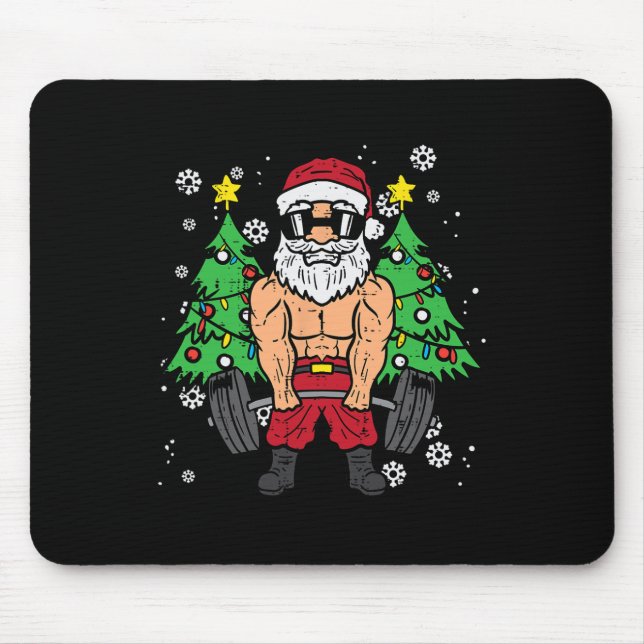 Christmas Santa Deadlift Xmas Weightlift Gym Men W Mouse Pad (Front)