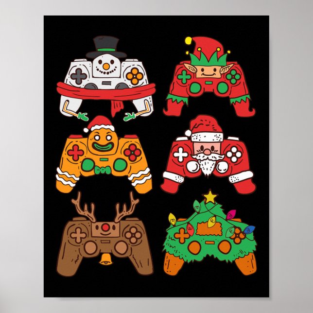 Christmas Santa deer gaming controllers Boys kids  Poster (Front)