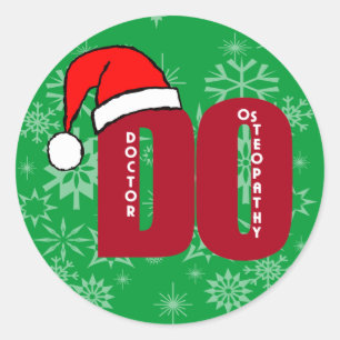 CHRISTMAS SANTA DO - DOCTOR OF OSTEOPATHY CLASSIC ROUND STICKER