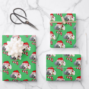 Christmas Santa Dog Custom Photo Pattern Wrapping Paper Sheet