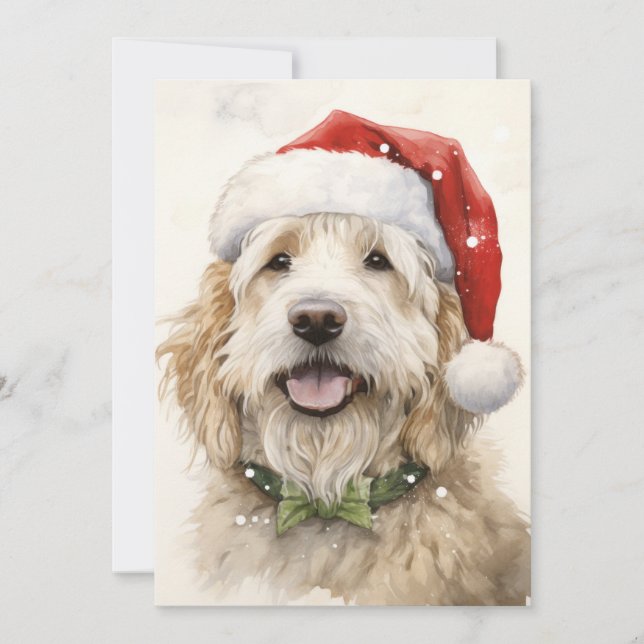 Christmas Santa Dog Flat Holiday Card (Front)