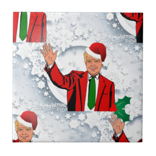 christmas santa donald trump tile
