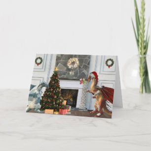 Christmas Santa Dragon Family Scene Card