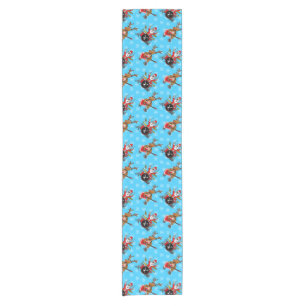 Christmas Santa Drums Rudolf Guitar Pattern Short Table Runner