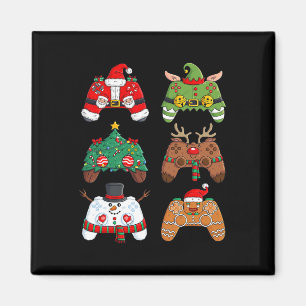 Christmas Santa Elf Gaming Controllers Fun Xmas Bo Magnet