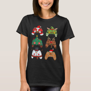 Christmas Santa Elf Gaming Controllers Fun Xmas Bo T-Shirt