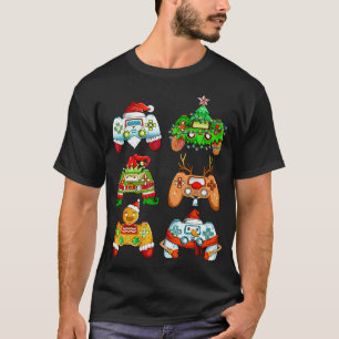 Christmas Santa Elf Gaming Controllers Snowman Boy T-Shirt
