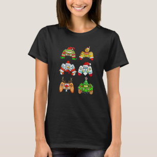 Christmas Santa Elf Gaming Controllers Snowman Boy T-Shirt