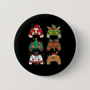 Christmas Santa Elf Lights Gaming Controllers Xmas 6 Cm Round Badge