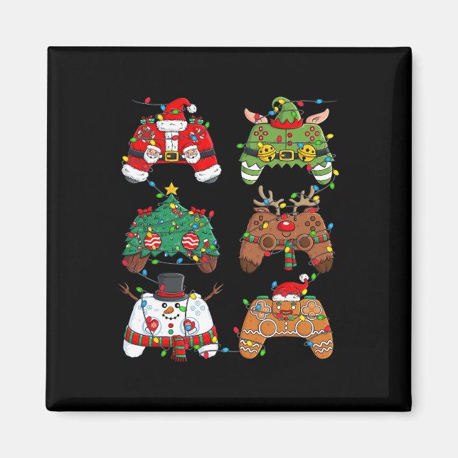 Christmas Santa Elf Lights Gaming Controllers Xmas Magnet (Front)