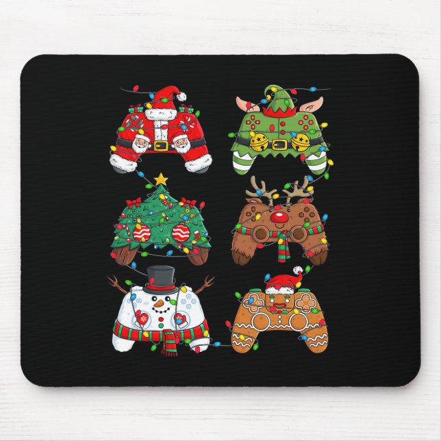 Christmas Santa Elf Lights Gaming Controllers Xmas Mouse Pad (Front)