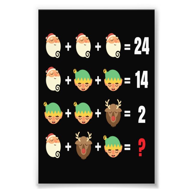 Christmas Santa Elf Snowman Math Teacher Funny Gif Photo Print (Front)