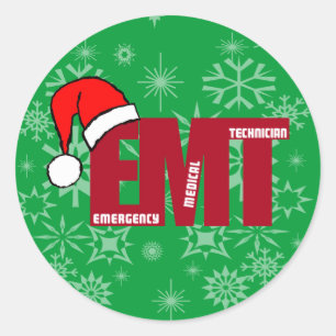 CHRISTMAS Santa EMT EMERGENCY MEDICAL TECHNICIAN Classic Round Sticker