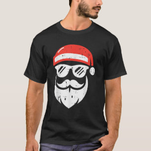 Christmas Santa Face Sunglasses Cool Xmas Men Boys T-Shirt