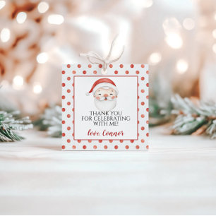 Christmas Santa First Birthday Favour Tags