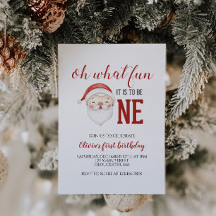 Christmas Santa First Birthday Invitation