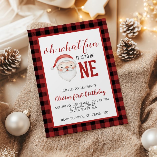 Christmas Santa First Birthday Invitation (Creator Uploaded)