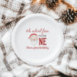 Christmas Santa First Birthday Paper Plate<br><div class="desc">Oh what fun,  it is to be One! Christmas Santa first birthday party with watercolor santa,  christmas and red polka dots.</div>