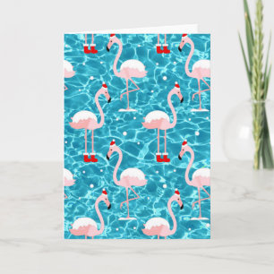 christmas santa flamingo invitation