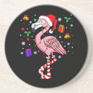 Christmas Santa Flamingo Lover Funny Classic Coaster