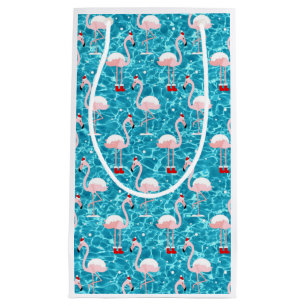 christmas santa flamingo small gift bag