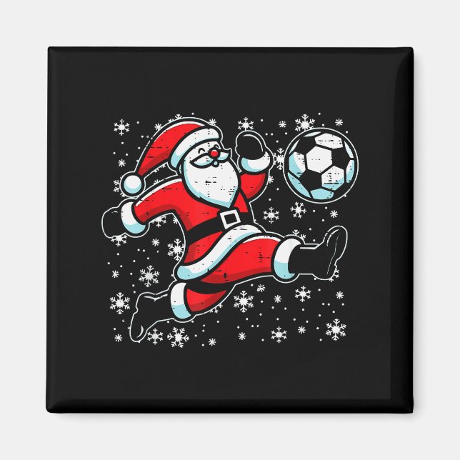 Christmas Santa Football Kick Xmas Soccer Men Boys Magnet (Front)