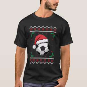 Christmas Santa Football Xmas Ugly Soccer Boys Kid T-Shirt