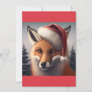 Christmas Santa Fox T-Shirt Holiday Card