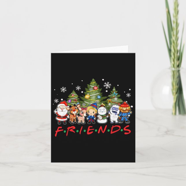 Christmas Santa Friends Reindeer Snowman Family Xm Card (Front)