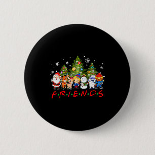 Christmas Santa Friends Rudolph Snowman Family Xma 6 Cm Round Badge
