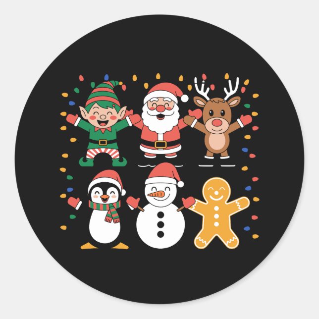 Christmas Santa Friends Xmas Family Holiday Classic Round Sticker (Front)