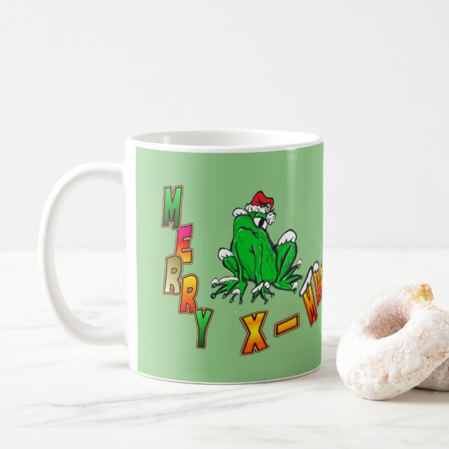 Christmas Santa Frog Merry Christmas Coffee Mug  (With Donut)